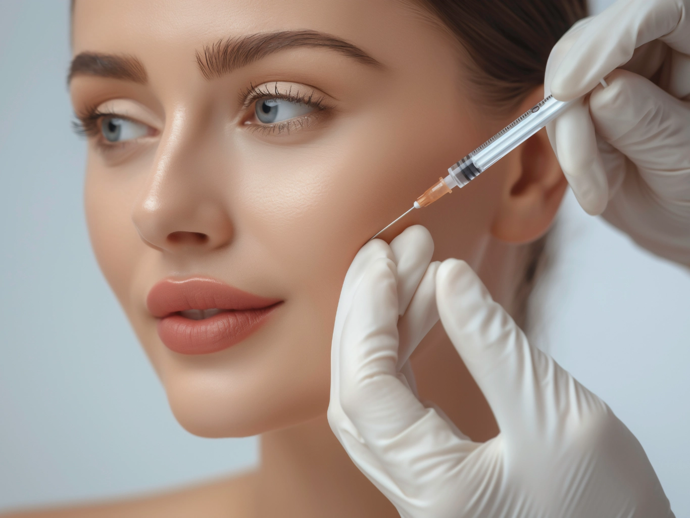 a woman receiving botox injection for facial rejuvenation